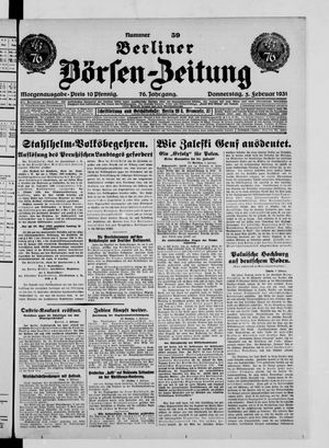 Berliner Börsen-Zeitung on Feb 5, 1931