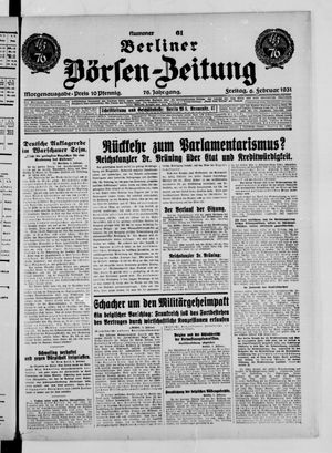 Berliner Börsen-Zeitung vom 06.02.1931