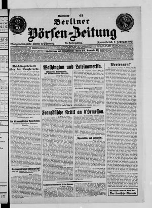 Berliner Börsen-Zeitung vom 07.02.1931