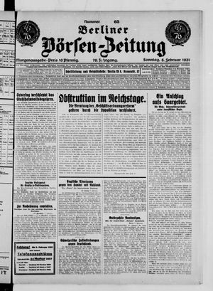 Berliner Börsen-Zeitung vom 08.02.1931