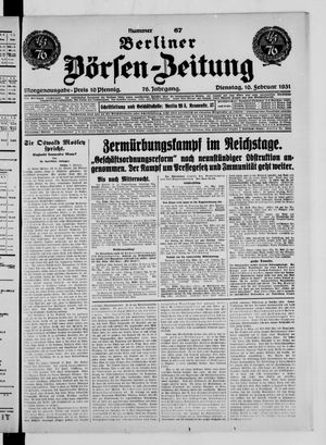 Berliner Börsen-Zeitung on Feb 10, 1931