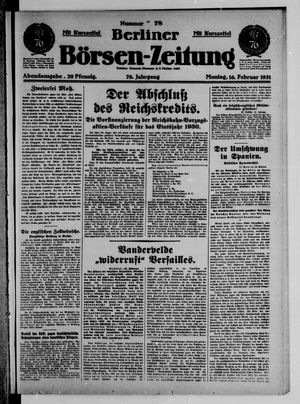 Berliner Börsen-Zeitung vom 16.02.1931