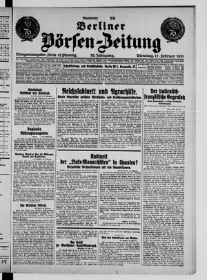 Berliner Börsen-Zeitung vom 17.02.1931