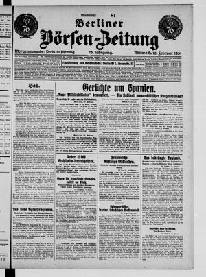 Berliner Börsen-Zeitung on Feb 18, 1931