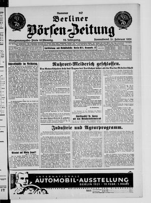 Berliner Börsen-Zeitung vom 21.02.1931