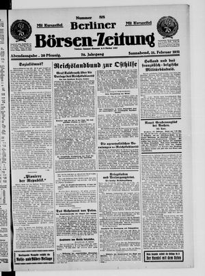 Berliner Börsen-Zeitung vom 21.02.1931