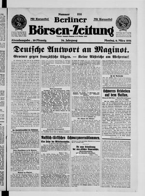 Berliner Börsen-Zeitung vom 09.03.1931