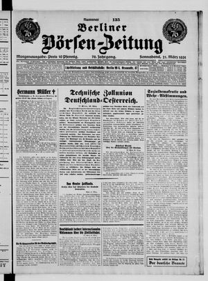 Berliner Börsen-Zeitung on Mar 21, 1931