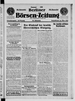 Berliner Börsen-Zeitung on Mar 21, 1931