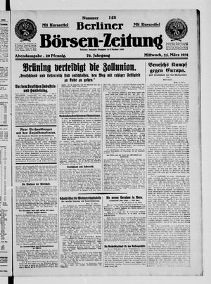 Berliner Börsen-Zeitung vom 25.03.1931