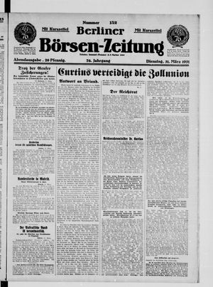 Berliner Börsen-Zeitung vom 31.03.1931