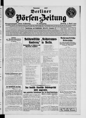 Berliner Börsen-Zeitung on Apr 3, 1931