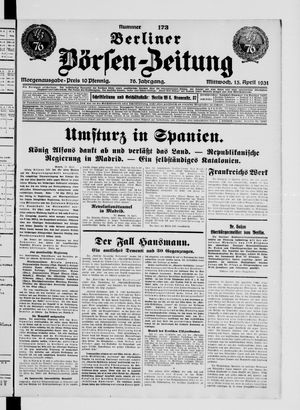 Berliner Börsen-Zeitung on Apr 15, 1931