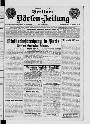 Berliner Börsen-Zeitung on Apr 18, 1931