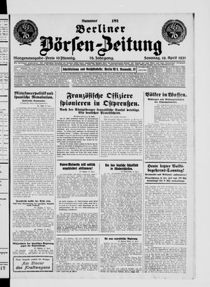 Berliner Börsen-Zeitung vom 19.04.1931
