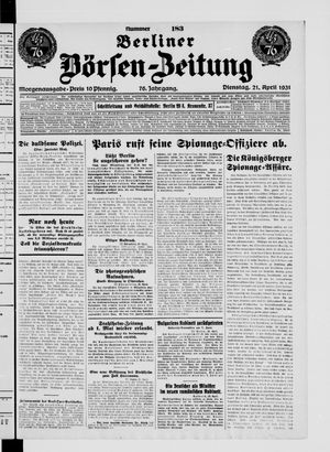 Berliner Börsen-Zeitung on Apr 21, 1931