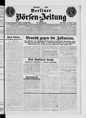 Berliner Börsen-Zeitung vom 24.04.1931