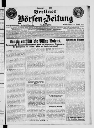 Berliner Börsen-Zeitung vom 25.04.1931