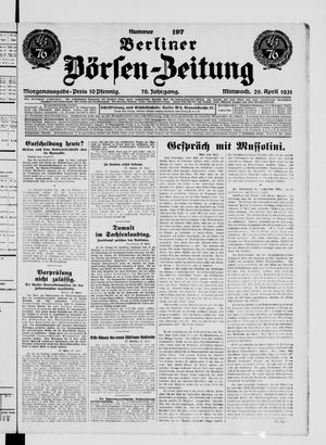 Berliner Börsen-Zeitung vom 29.04.1931