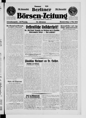 Berliner Börsen-Zeitung vom 07.05.1931
