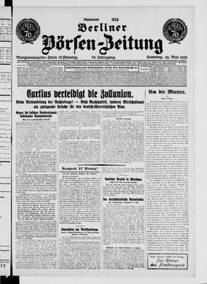 Berliner Börsen-Zeitung vom 10.05.1931