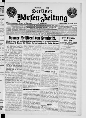 Berliner Börsen-Zeitung vom 14.05.1931
