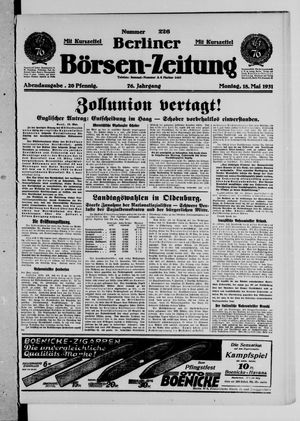 Berliner Börsen-Zeitung vom 18.05.1931