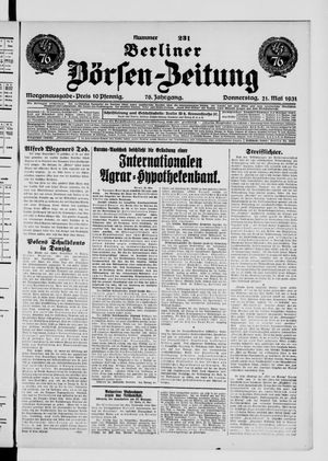 Berliner Börsen-Zeitung on May 21, 1931