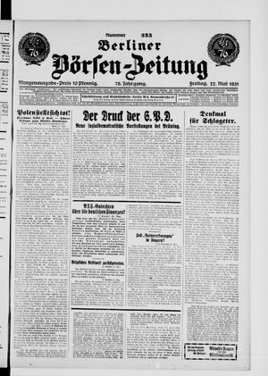 Berliner Börsen-Zeitung vom 22.05.1931