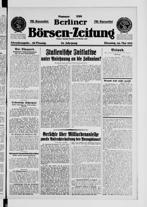 Berliner Börsen-Zeitung vom 26.05.1931