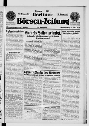 Berliner Börsen-Zeitung vom 28.05.1931