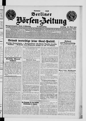 Berliner Börsen-Zeitung vom 29.05.1931