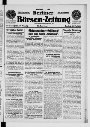 Berliner Börsen-Zeitung vom 29.05.1931