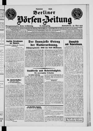 Berliner Börsen-Zeitung vom 30.05.1931