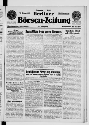 Berliner Börsen-Zeitung vom 30.05.1931