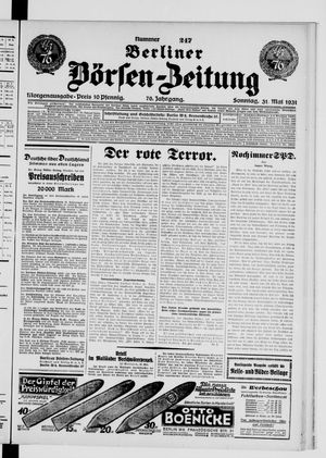 Berliner Börsen-Zeitung vom 31.05.1931