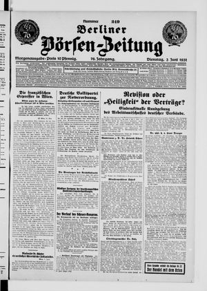 Berliner Börsen-Zeitung vom 02.06.1931