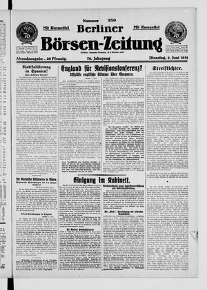 Berliner Börsen-Zeitung vom 02.06.1931