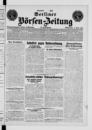 Berliner Börsen-Zeitung vom 03.06.1931