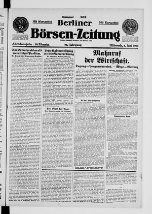 Berliner Börsen-Zeitung vom 03.06.1931