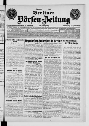 Berliner Börsen-Zeitung vom 09.06.1931
