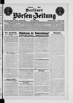 Berliner Börsen-Zeitung vom 11.06.1931