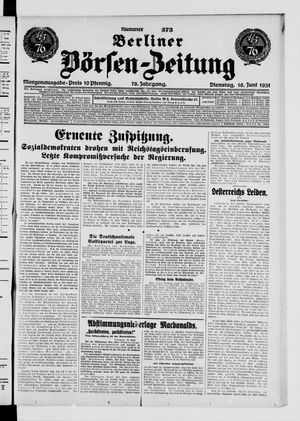 Berliner Börsen-Zeitung vom 16.06.1931