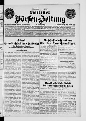 Berliner Börsen-Zeitung vom 18.06.1931