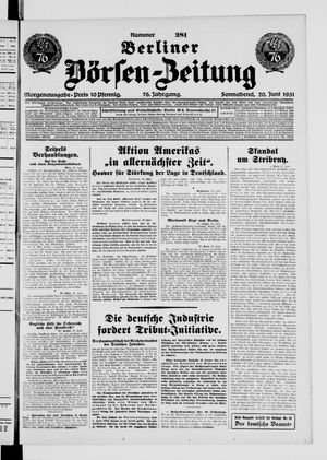 Berliner Börsen-Zeitung vom 20.06.1931