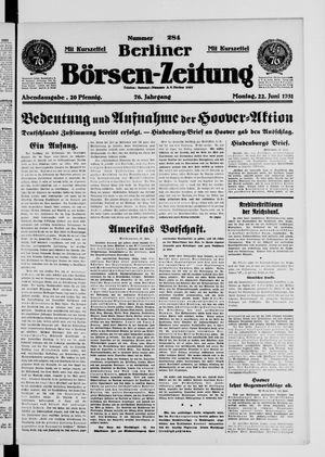 Berliner Börsen-Zeitung vom 22.06.1931