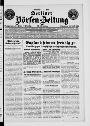 Berliner Börsen-Zeitung vom 23.06.1931