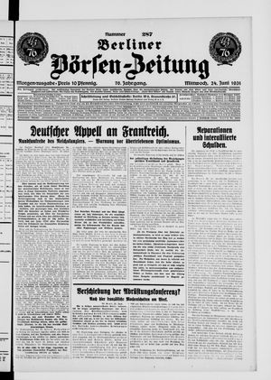 Berliner Börsen-Zeitung vom 24.06.1931