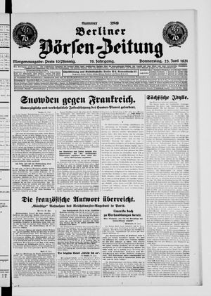 Berliner Börsen-Zeitung vom 25.06.1931