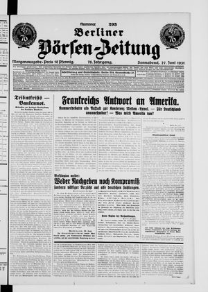 Berliner Börsen-Zeitung vom 27.06.1931